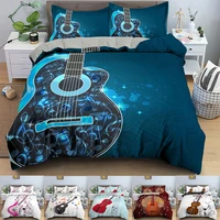 3d print bedding set guitar duvet cover for baby kids children with pillowcase quilt cover music note duvet cover best gift