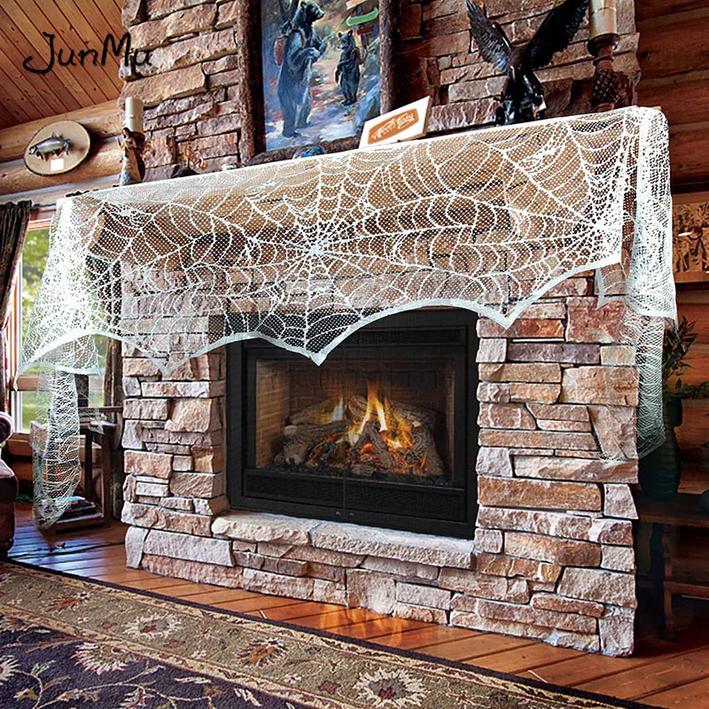 Кружевная занавеска на дверь для Хэллоуина шарф паук полку украшение дом с