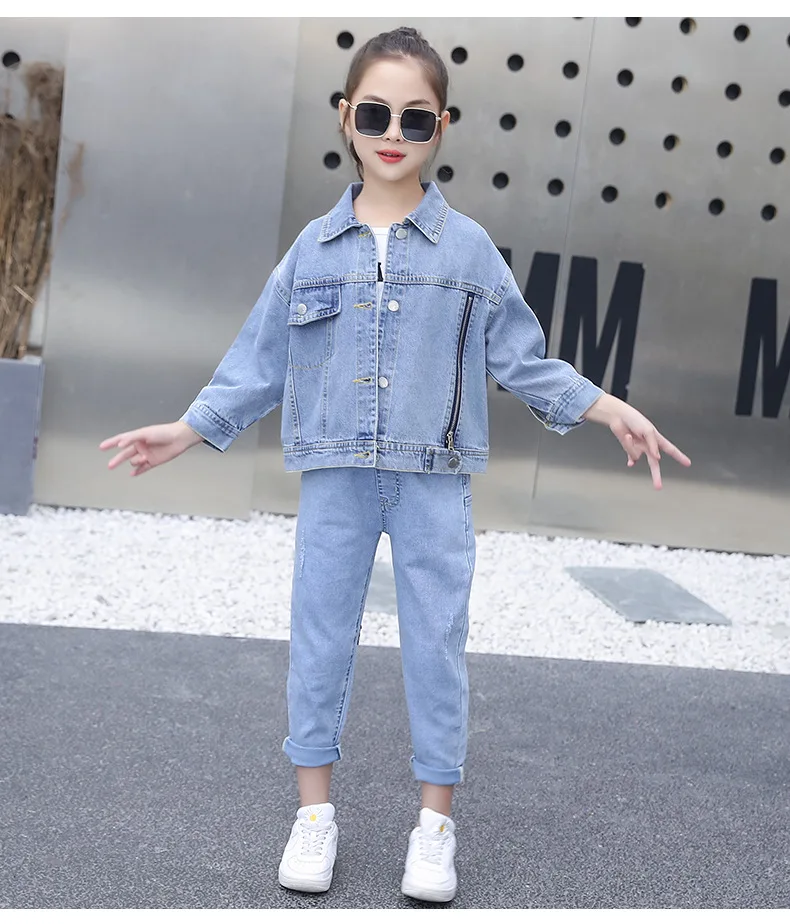 

Girls' denim suit 2021 spring and autumn new autumn coat