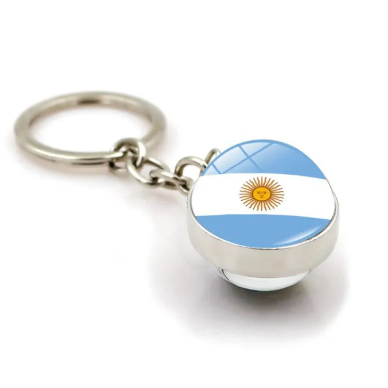 

Russia, the United States and the British flag keychain double-sided glass ball pendant men's pendant gift wholesale
