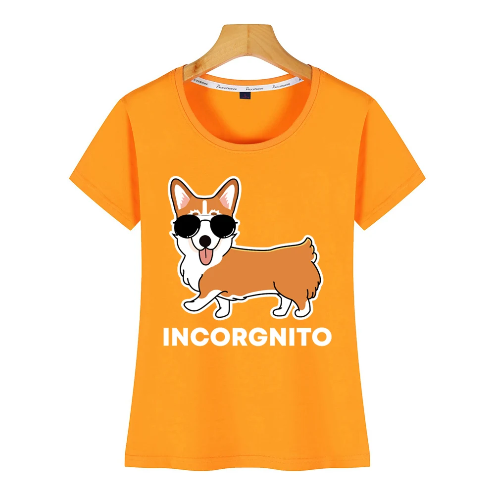 Женская забавная футболка corgi incorgnito dog pun белая женская с забавным изображением