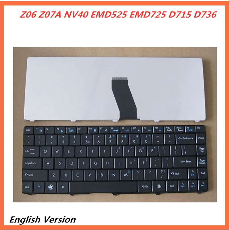 Клавиатура на английском языке для ноутбука ACER Z06 Z07A NV40 EMD525 EMD725 D715 D736 сменная