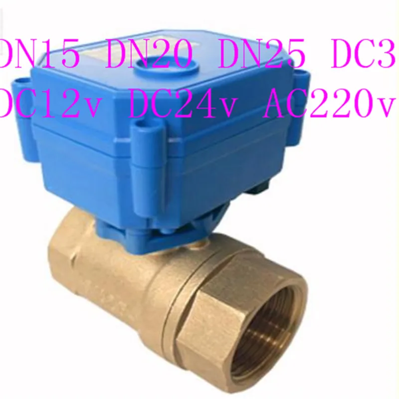 Электрический латунный шаровой кран DN15 DN20 DN25 DC3 6v 12 В постоянного тока 24