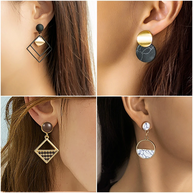 

Korea Female Style Acrylic Drop Earrings for Women Fashion Statement Jewelry 2020 Trend Geometric Wedding Hanging Earrings Gift