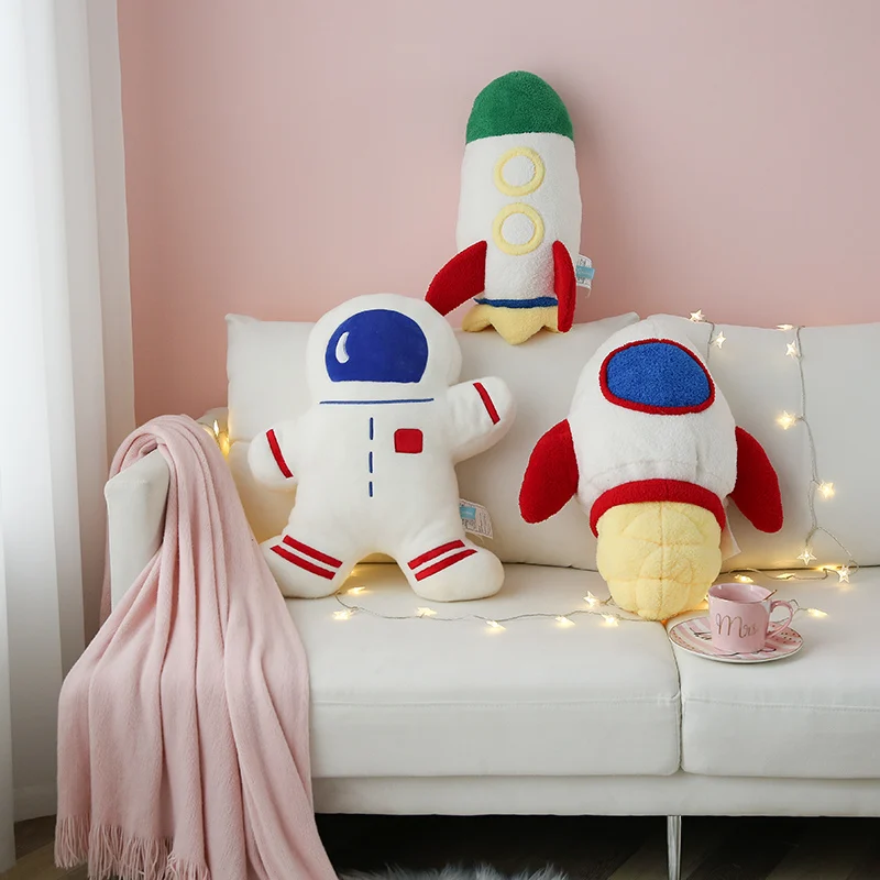 

Creative New Style Rocket Aircraft Astronaut Plush Toy Pillow Full Filling Space Series Doll Stuffed Cushion for Birthday Gifts