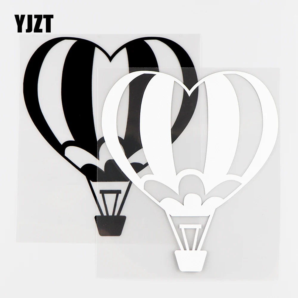 

YJZT 13.5X15.5CM Creative Vinyl Decal Heart Shaped Hot Air Balloon Car Decals Art Decor Black / Silver 10A-0245