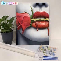 gatyztory%c2%a0painting by number acrylic paint sexy red lips number painting for home decor on canvas painting for wall art 40x50cm
