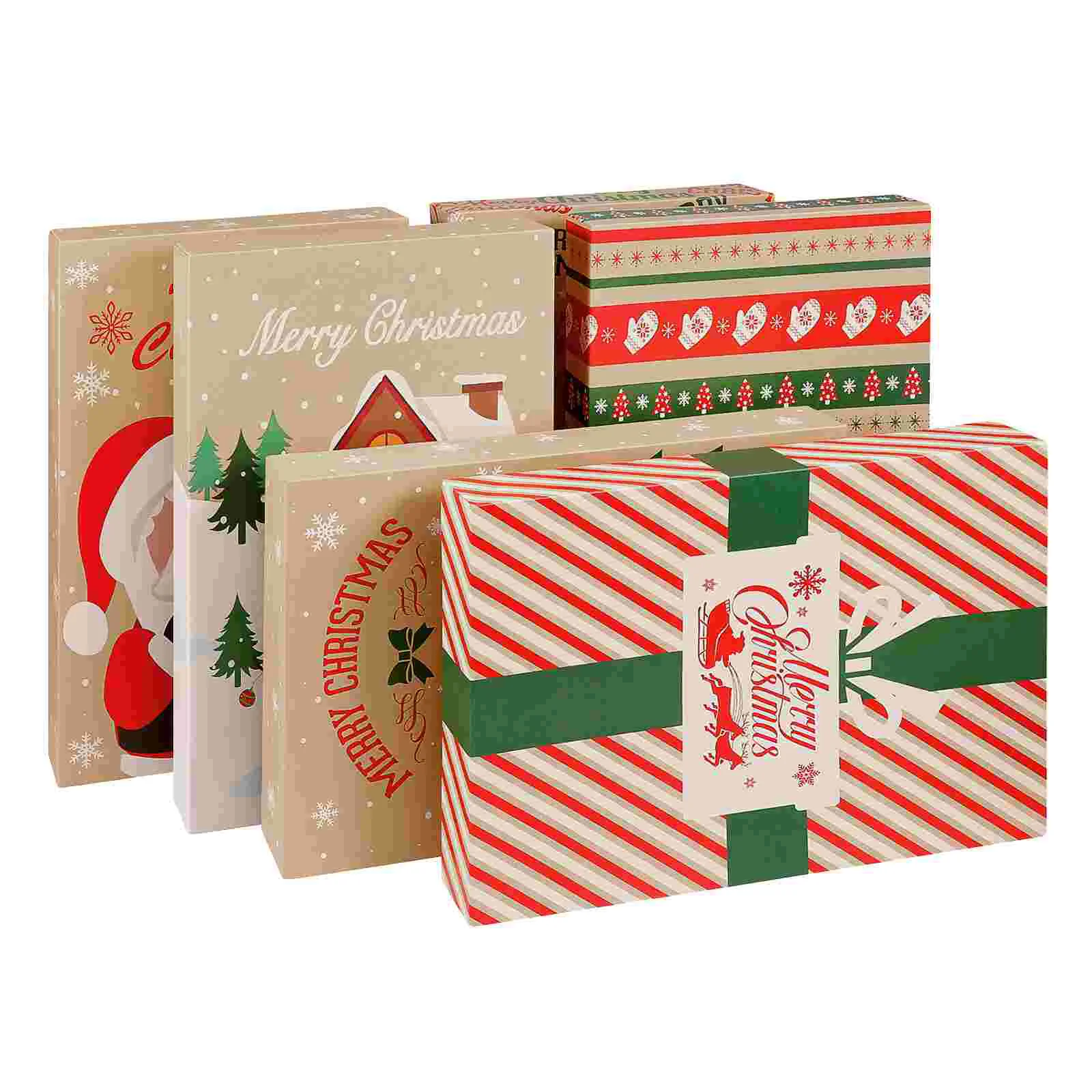 PRETYZOOM 6pcs Christmas Patterned Gift Wrap Boxes Clothes Presents Holder Holiday Treat Party Favors | Дом и сад