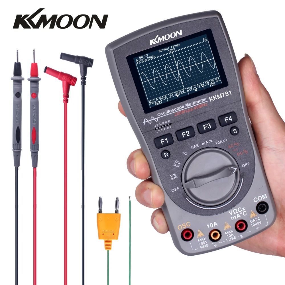 

KKmoon 40 МГц 200 Мбит/с/S мультиметр Цифровой осциллограф Scopemeter 2-в-1 цифровой осциллограф OSC 6000 отсчетов True RMS