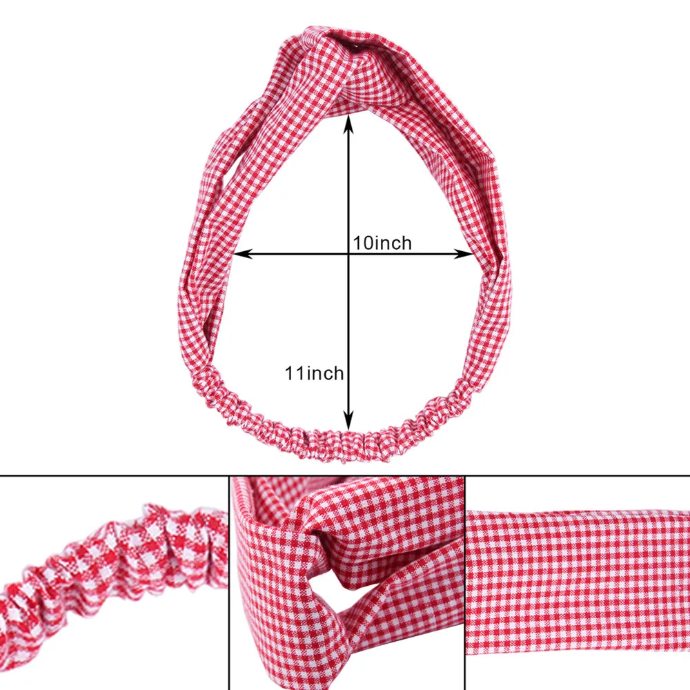 Женский обруч для волос в клетку тканевый эластичный ободок прекрасный головной