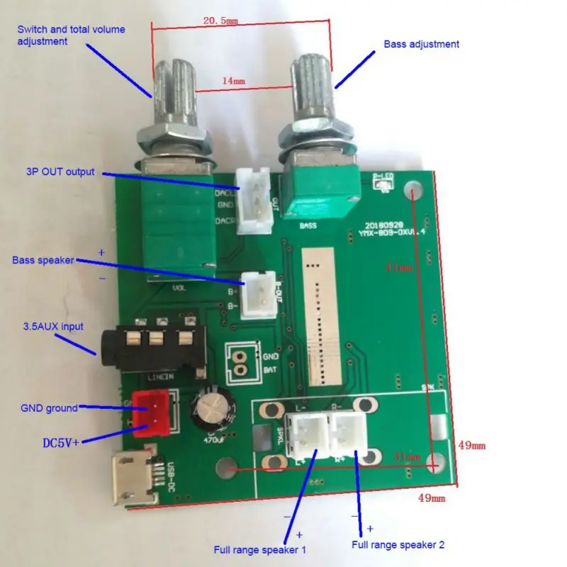 Плата усилителя 5 В 2 1 каналов цифровой аудиомодуль для Bluetooth полнотональный