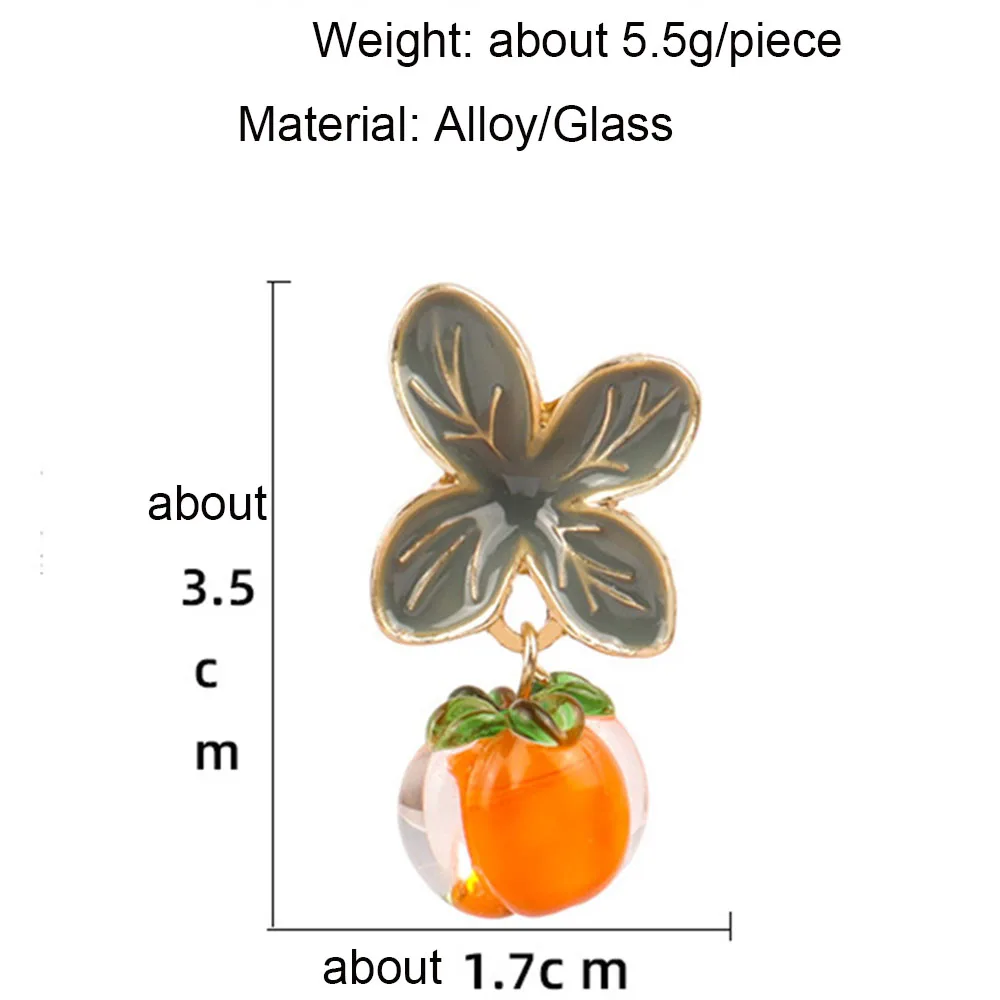 

925 silver needle persimmon persimmon wishful retro glazed persimmon French earrings female ins style temperament ear clip
