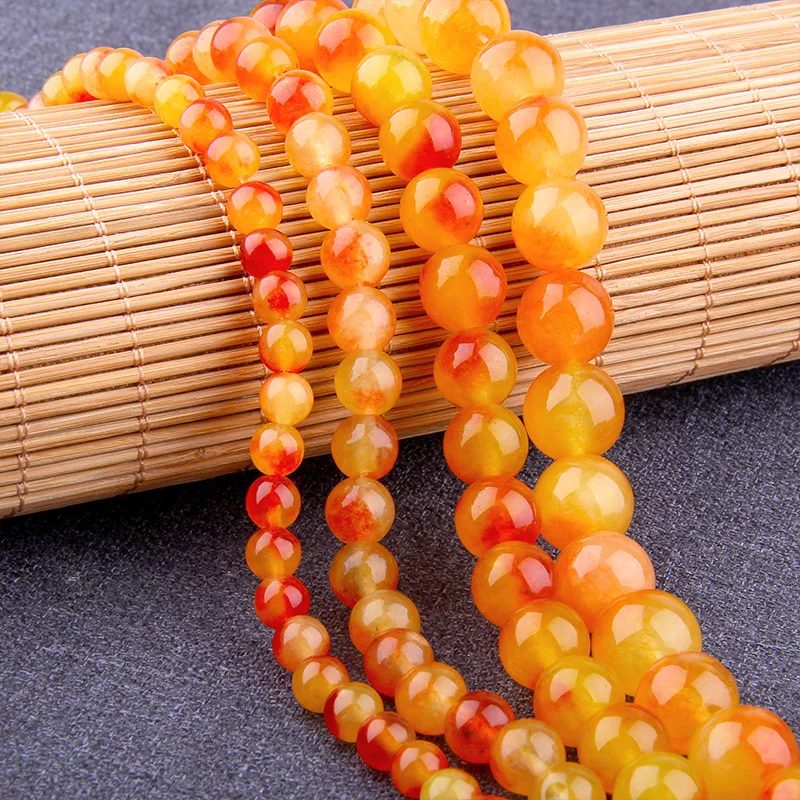 Бусины из натуральных желтых агатов нефрита молитвенный камень гладкий халцедон