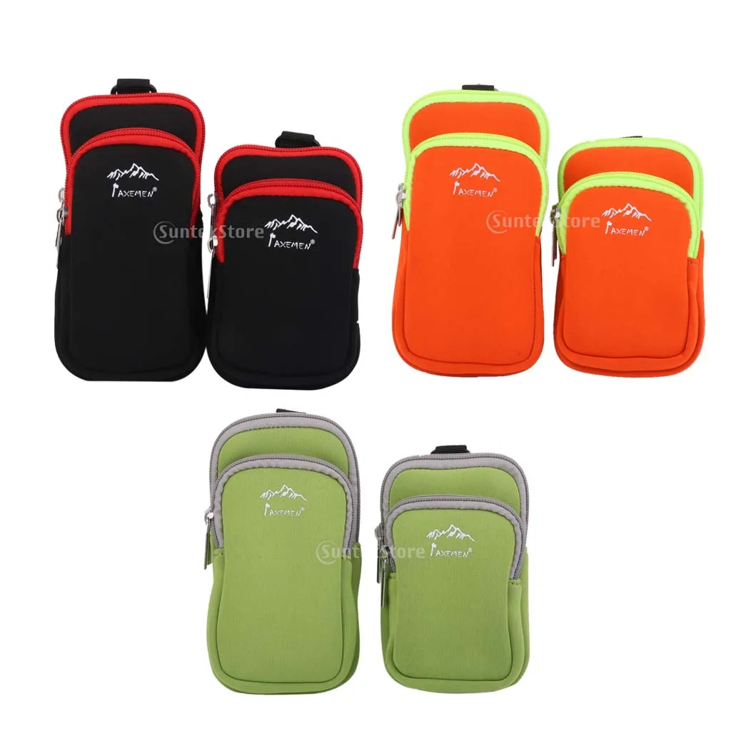 MagiDeal Профессиональный неопреновый двойной карман на молнии чехол для телефона