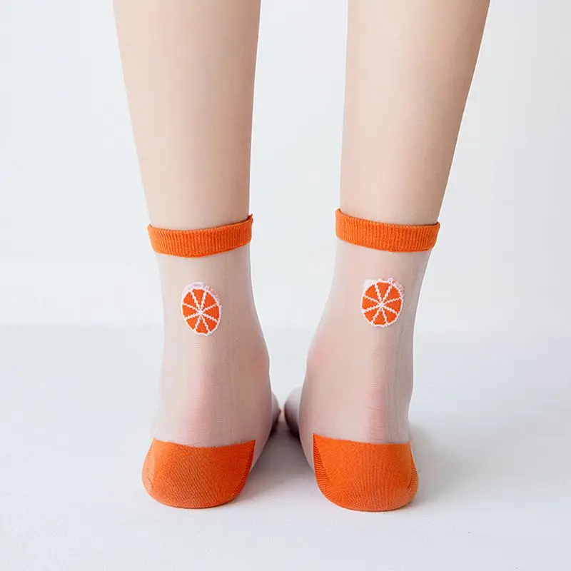 Женские летние бриллиантовые носки милые жаккардовые прозрачные чулочно