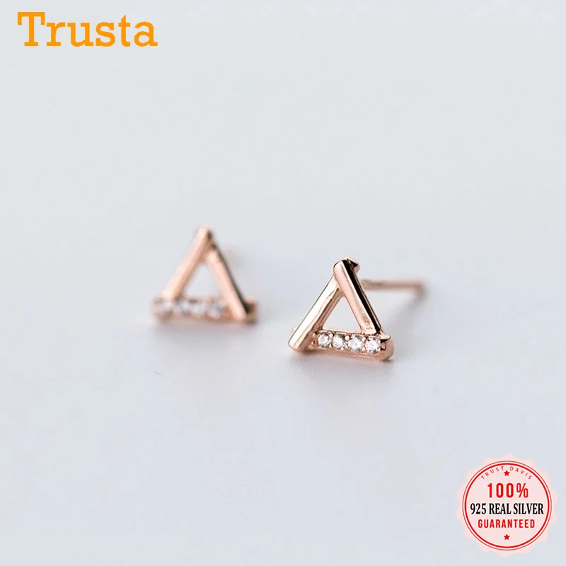Trustdavis модные милые миниатюрные треугольные серьги гвоздики из стерлингового