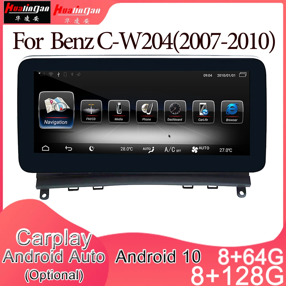 

Автомобильный мультимедийный DVD-плеер на Android 10, стерео радио, GPS-навигация, Carplay Auto для Mercedes Benz C W204(2007-2010), 2din