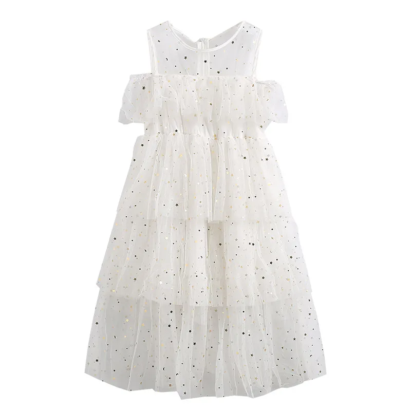 Kids Dresses for Girls Princess Dress 2021 Spring Mesh Lace Sequins Layered Children Clothes Costume 8 10 12 13 Years | Детская одежда