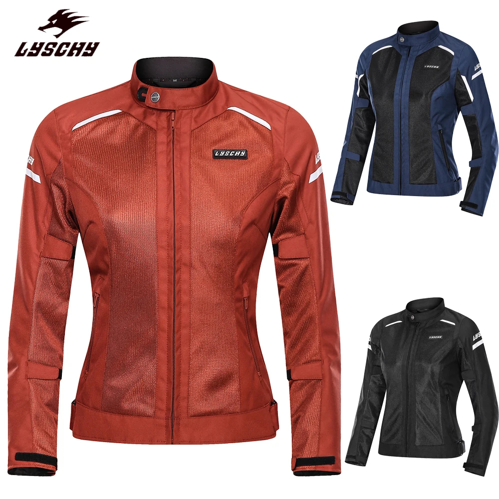 

LYSCHY Women's Summer Motorcycle Jacket 3D Mesh Breathable Anti-fall Motorcycle Racing Jersey Body Protection CE Certification