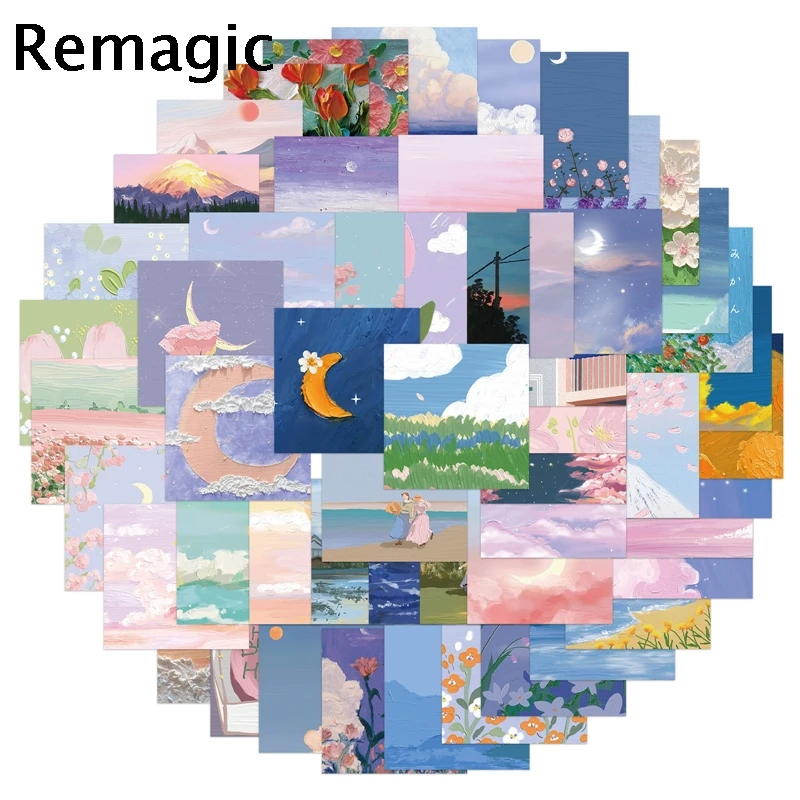 

56 шт. пейзажная живопись, в стиле «граффити», в мультяшном стиле Скрапбукинг наклейки Водонепроницаемый чемодан для скейтборда гитары накл...