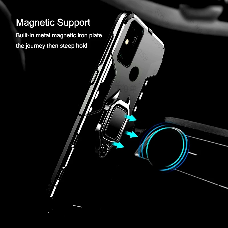 Чехол для Honor 9 A с кольцом держателем армированный бампер задняя крышка Huawei 9A MOA LX9H