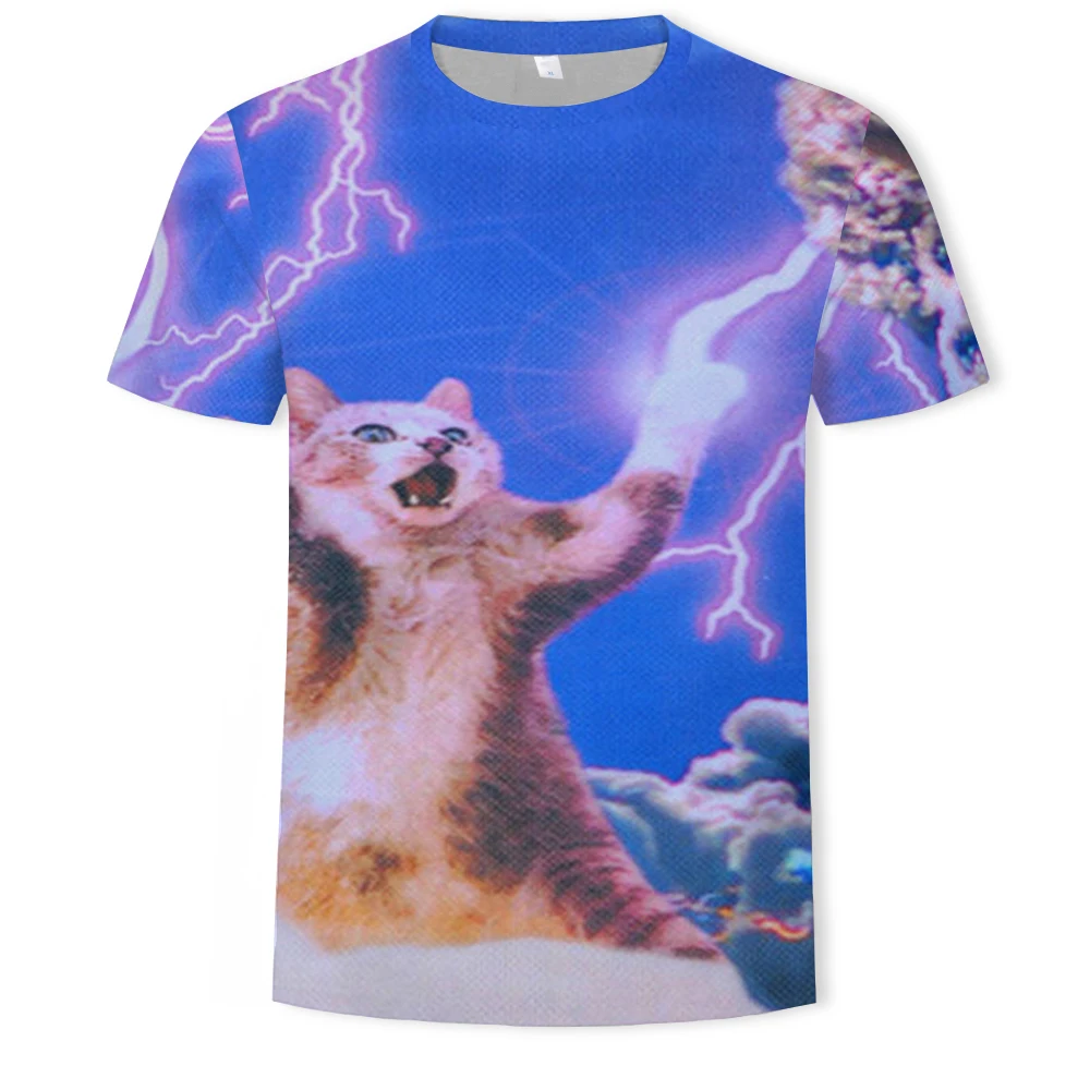 

2021 summer cat pattern anime t-shirt blouse boy girl short sleeve round neck aoss oversized t-shirt men's clothing xxs-6xl