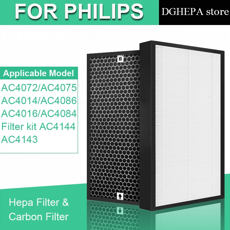 

Комплект фильтров AC4144, HEPA фильтр и фильтр с активированным углем AC4143, для Philips AC4072, AC4075, AC4014, AC4086, AC4016, очиститель воздуха