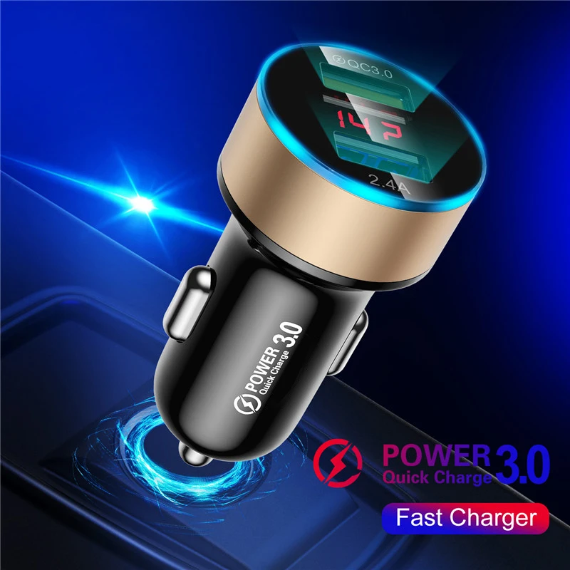 Мини Автомобильное зарядное устройство с двумя портами USB мобильный телефон