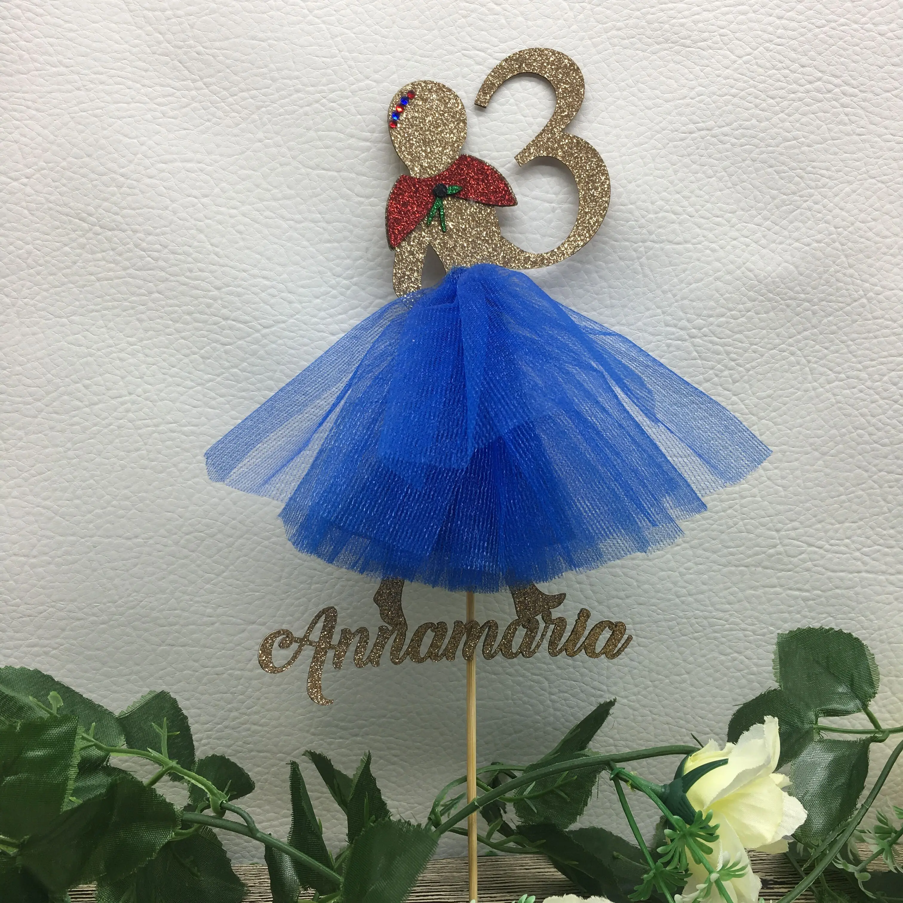 Пользовательское имя возраст блеск Elsas Анна на день рождения торт Топпер