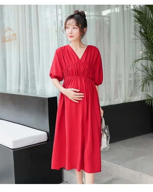 

Fashion pregnant women dress spring and autumn new fashion models loose long chiffon maternity dress summer long skirt