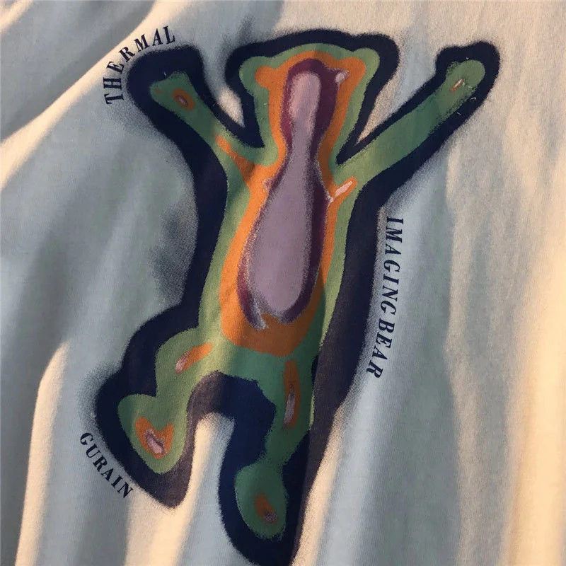 

100% Cotton Soul Crayon Painting Fashion Brand Personalized Printing Loose Trend Summer Short Sleeve T-shirt For Men And Women