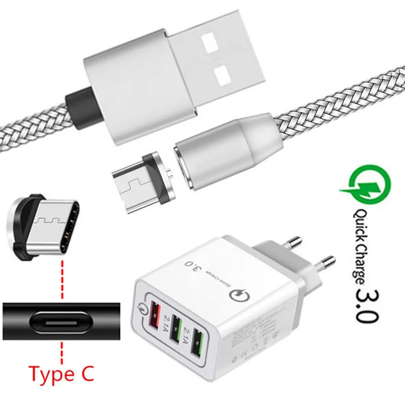 Магнитный USB кабель типа C QC 3 0 для Samsung Galaxy S8 S20 A31 A51 A71 Huawei P20 Pro 9X Honor 20 9 быстрая