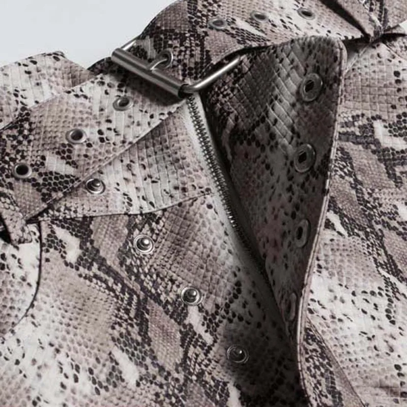 CHICEVER Print Snake PU Leather Women's Shorts High Waist With Sashes Vintage Short Pants Female Fashion 2020 Clothing | Женская