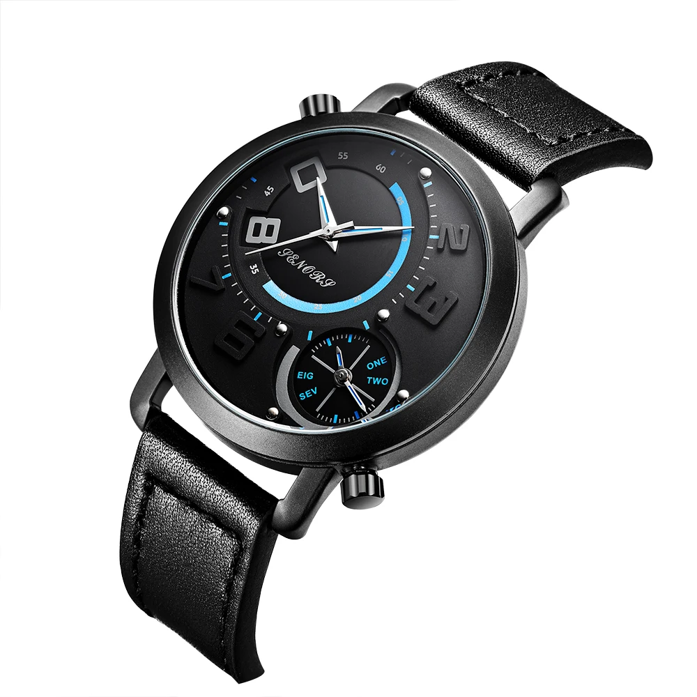 NEW Sport Watch Men Top Brand Luxury Chronograph Leather Strap Quartz Mens Watches Waterproof Clock Man Relogio Masculino