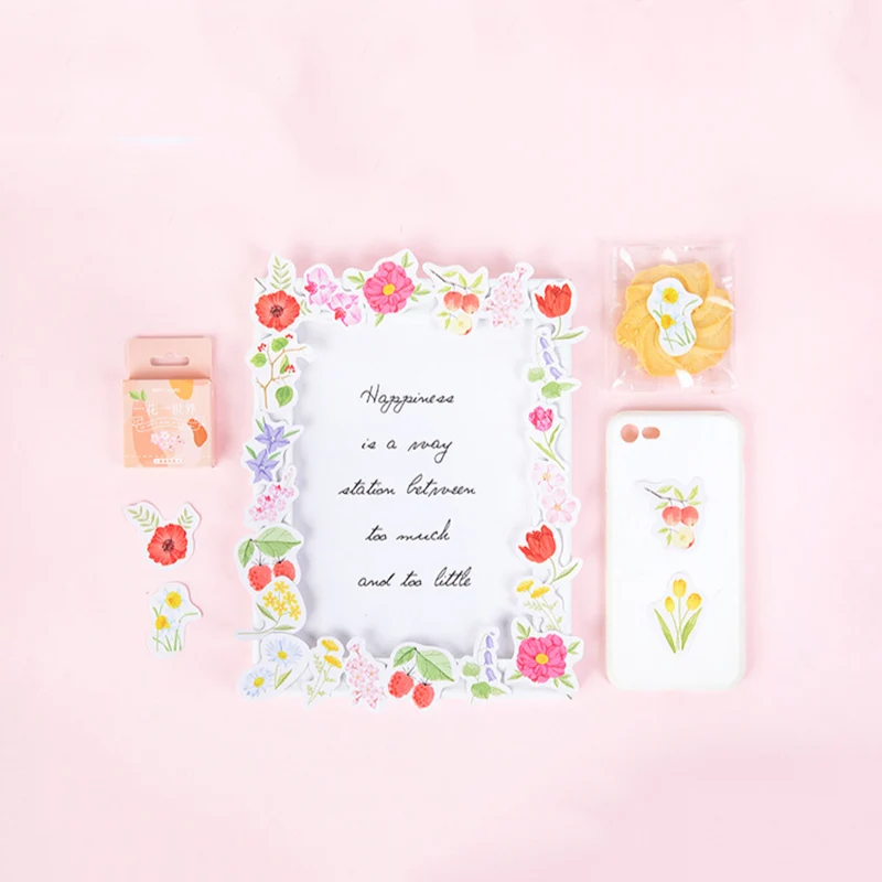 46 шт Kawaii Наклейки &quotрастения&quot милые цветочные Бумага Клейкая наклейка для