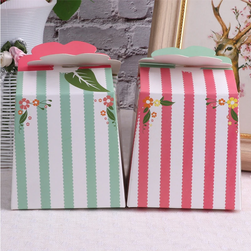 10 шт./лот зеленый розовый бумажная коробка подарка венчания коробки конфеты