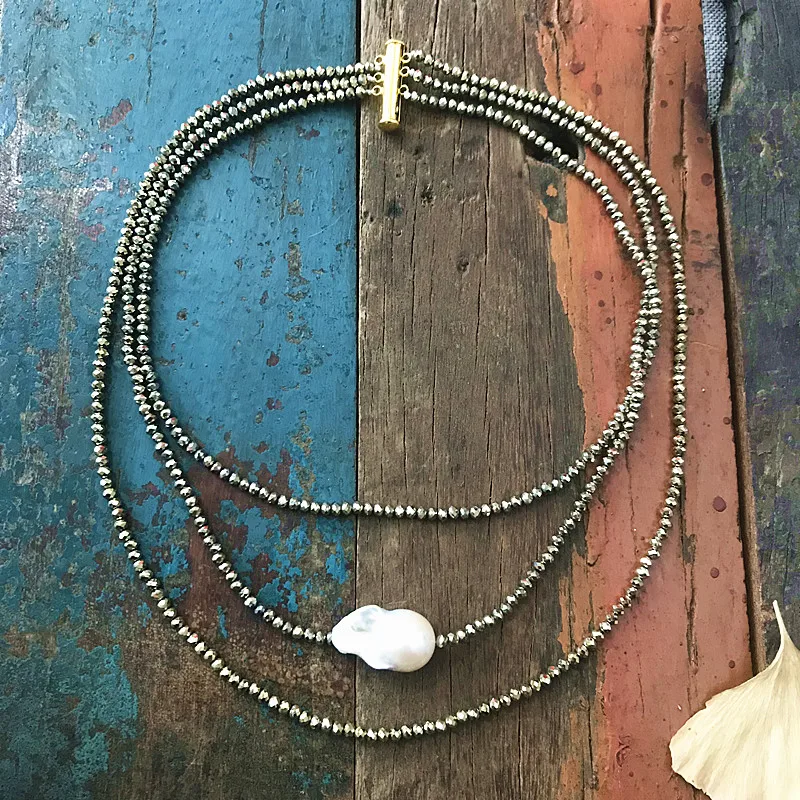 Ожерелье женское многослойное из жемчуга в стиле барокко 2020|Колье| |