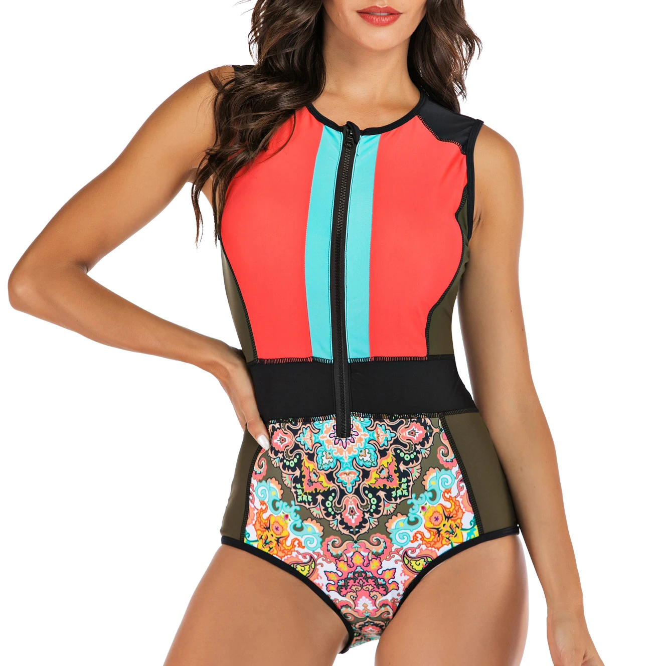 Сексуальный цельный купальник пуш-ап без рукавов Женская пляжная одежда с