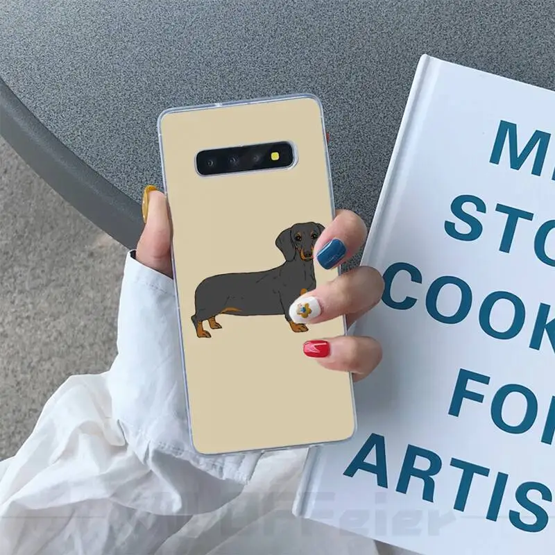 Милый мультяшный Мягкий силиконовый чехол для телефона с таксой Samsung S5 6 7 8 9 10 S8 S9