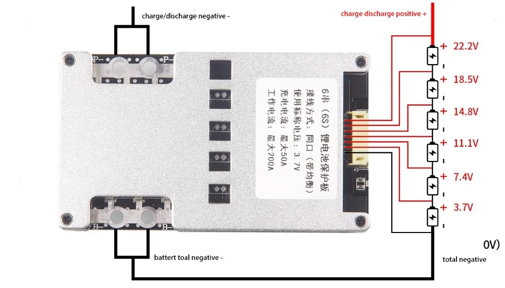 6S 7S 24V 25,2 V Защитная плата для литиевой батареи Функция баланса 20A 30A 60A 120A 300A Lipo Li-Ion BMS электрическая дрель eBike
