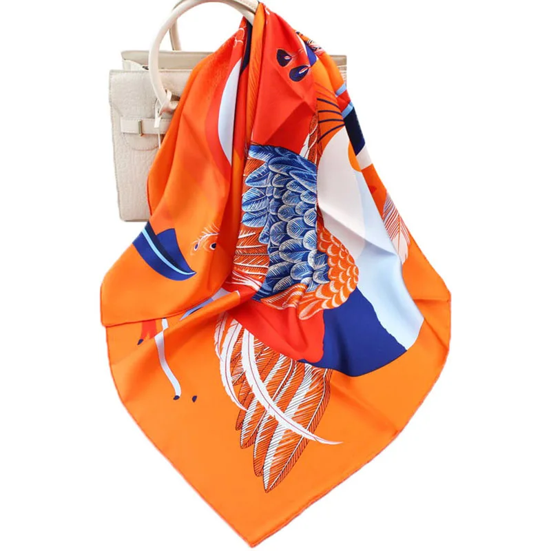 

Роскошный 100% саржевый шелковый шарф, женская модная шаль с принтом птиц, палантин, ручная работа, хиджаб, хип-хоп, тюрбан, повязка на голову 35 ...