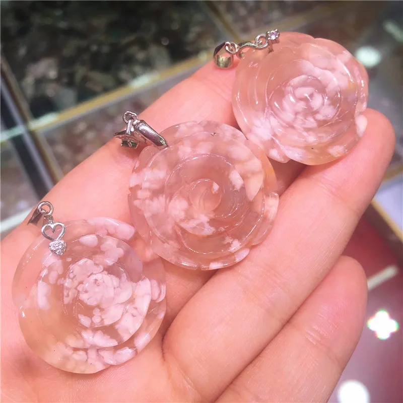 Красивая натуральная вишня цветок агата роза цветы кулон излечиваюший чакры