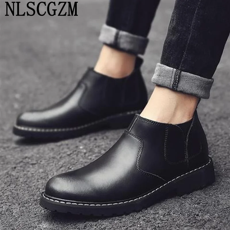 

Chelsea Boots Men Winter Shoes Brown Leather Boots Men Ankle Boots for Man 2022 Motorcycle Shoes Men мужские ботинки Erkek Bot