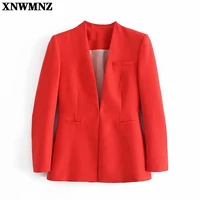 spring autumn women high quality ol office casual coat v neck suits jacket long sleeve outerwear pocket versatile blazer 2021