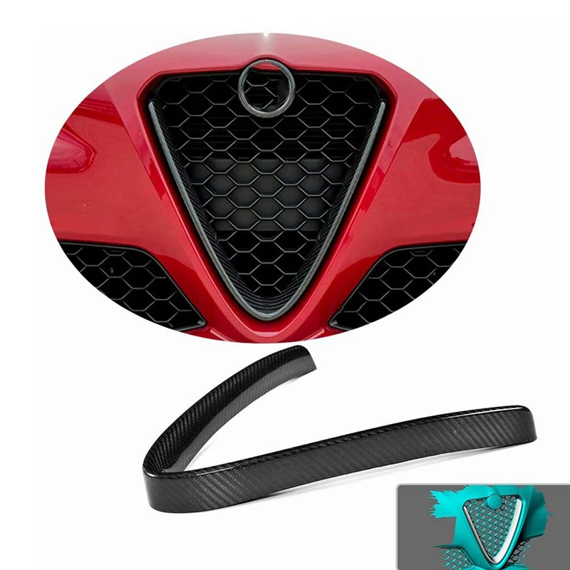 

V Style Real Carbon Fiber Car Front Lower Bumper Grille Grill Frame Cover Decoration for Alfa Romeo Giulia 2017-2020
