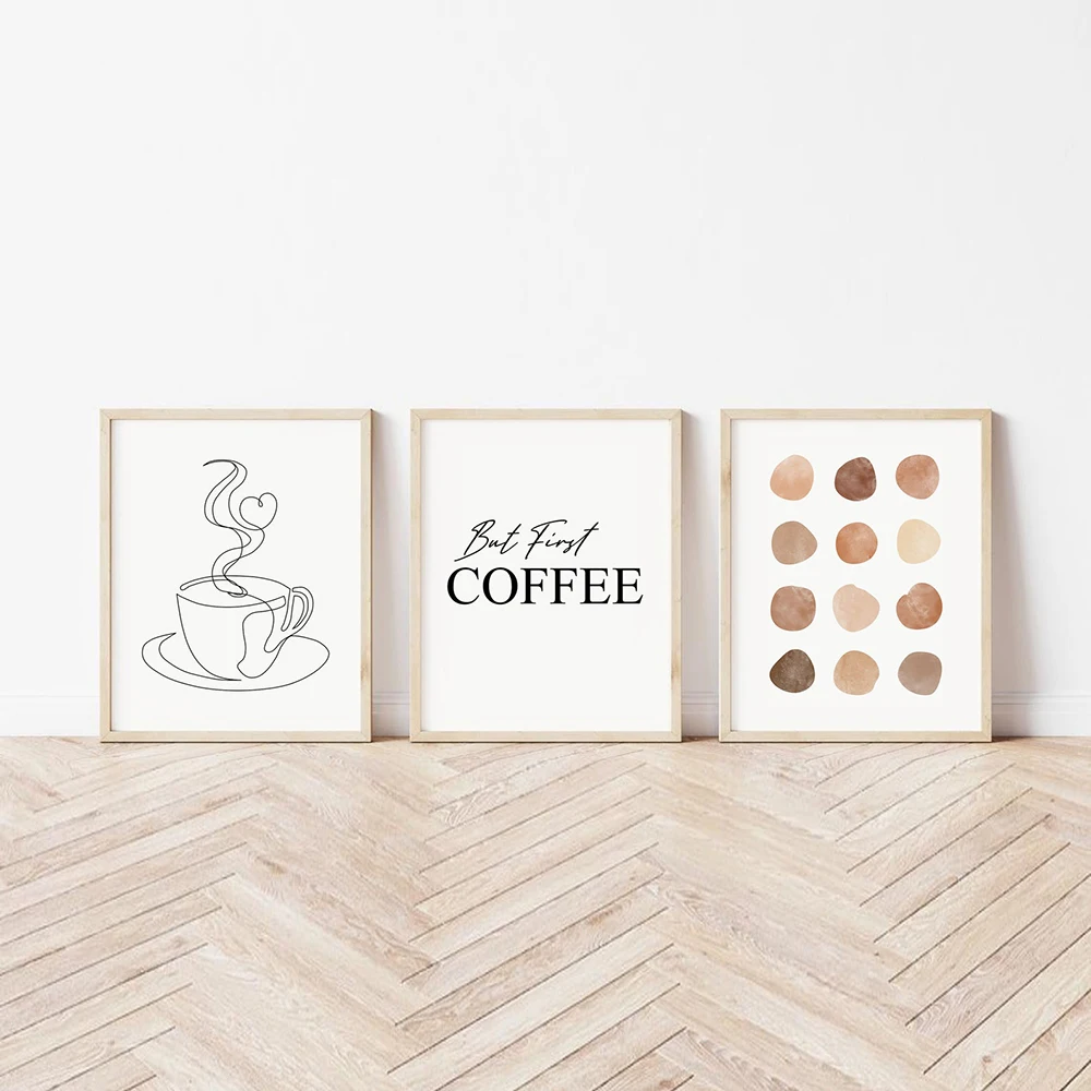 Кофейная чашка абстрактная линия рисунок Художественная печать черный белый