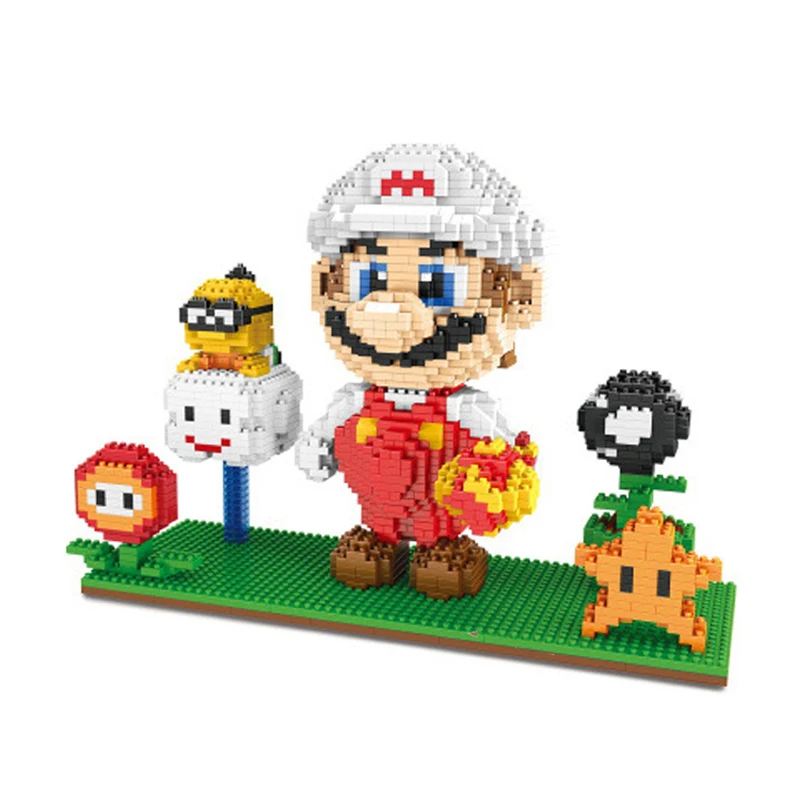 ZMS 3491 Игра Супер Марио Огненный цветок звезда 3D модель DIY алмазные мини