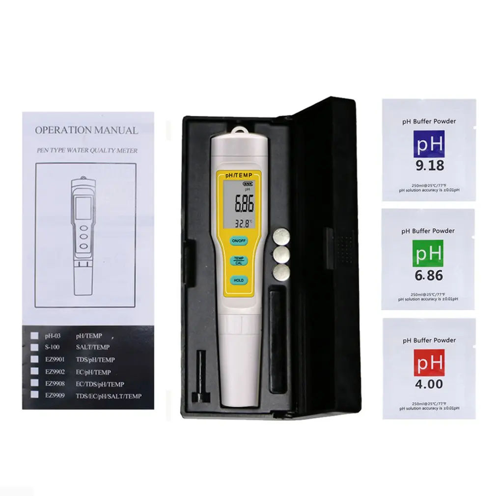 

PH Meter 0.01 Resolution 0-14pH Range Water Quality Temperature Tester For Household Drinking Pool Juice Laboratory Brewing