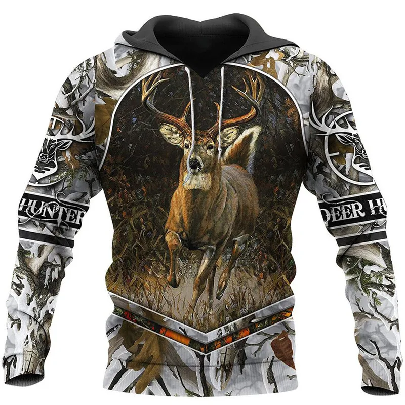 

The new deer hunter Hoodie is printed with 3D fashion Harajuku Hoodie and neutral casual Hoodie zipper