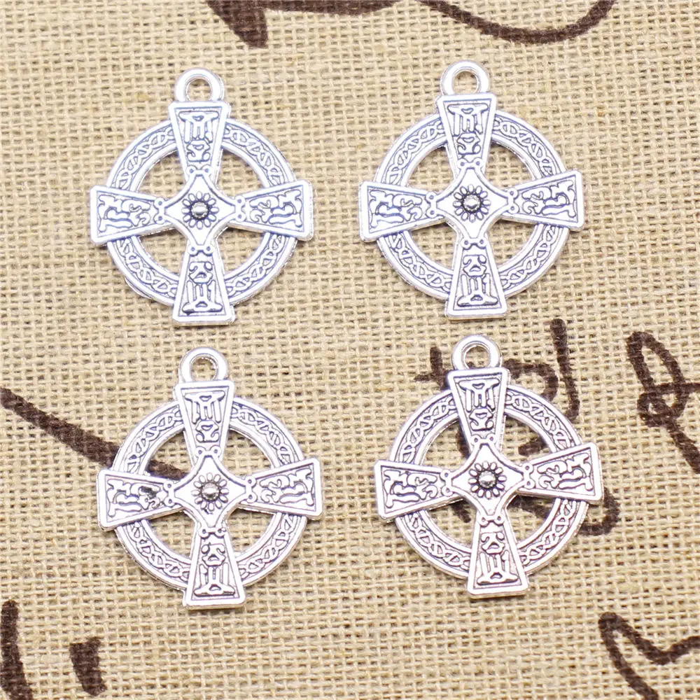 

Charm For Making Jewelry Pendants Antique Silver Color Cross 23x20mm 5pcs